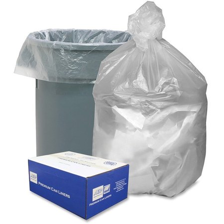 WEBSTER 45 gal Trash Bags, L, 0.31 mil (8 Micron), Natural, 250 PK WBIHD404812N